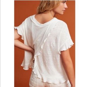 NWOT Anthropologie Eri+Ali Linen Ruffle Cross Back Top